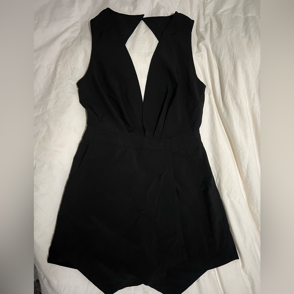 Tobi Deep Neck Black Romper